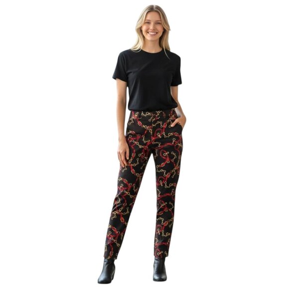 Zara Brown Bridle Bit Tapered Leg Ankle Pants Sz S - Picture 1 of 11